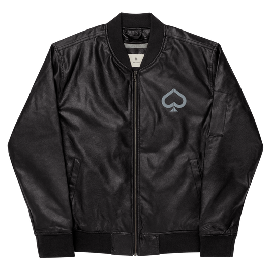 Chill Casino® Classic Embroidered Faux Leather Bomber Jacket